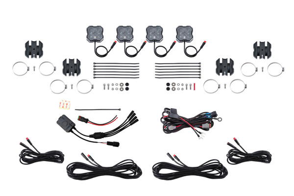 Diode Dynamics Stage Series SXS Rock Light Installer Kit - RGBW M8 w/Controller (4-pack) - DD7751C