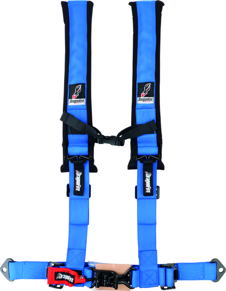 DragonFire Racing Harness- H-Style- 4-Point- 2in Buckle- Blue - 521322