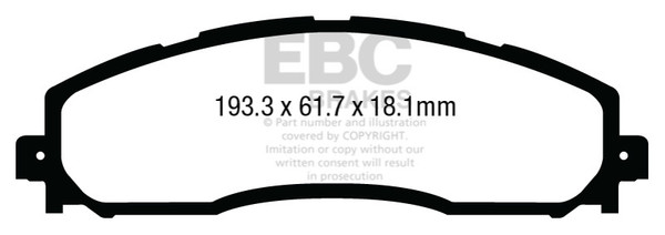 EBC 13+ Ford F250 (inc Super Duty) 6.2 (2WD) Yellowstuff Rear Brake Pads - DP43016R