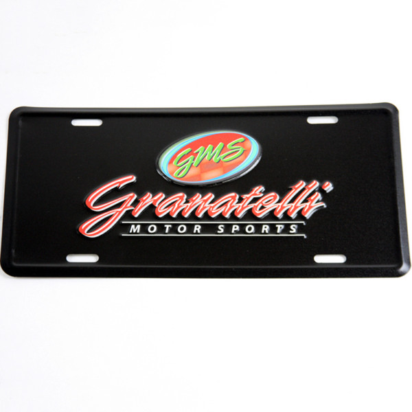 Granatelli Motor Sports Aluminum License Plate - Black Face & Full Color Logo - 100006