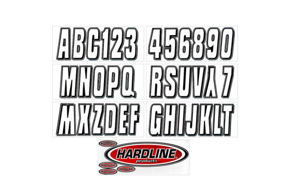 Hardline Boat Lettering Registration Kit 3 in. - 320 Silver/Black - SIBLK320