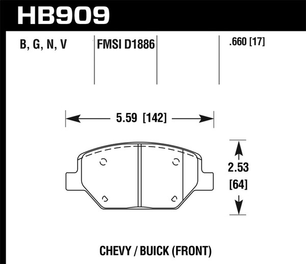 Hawk 16-18 Chevrolet Camaro LTS Street Front Brake Pads - HB909Y.660