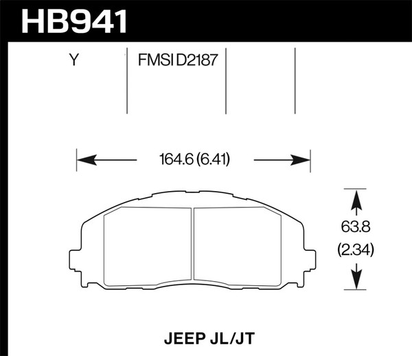 Hawk 2018 Jeep Wrangler Rubicon LTS Street Front Brake Pads - HB941Y.712