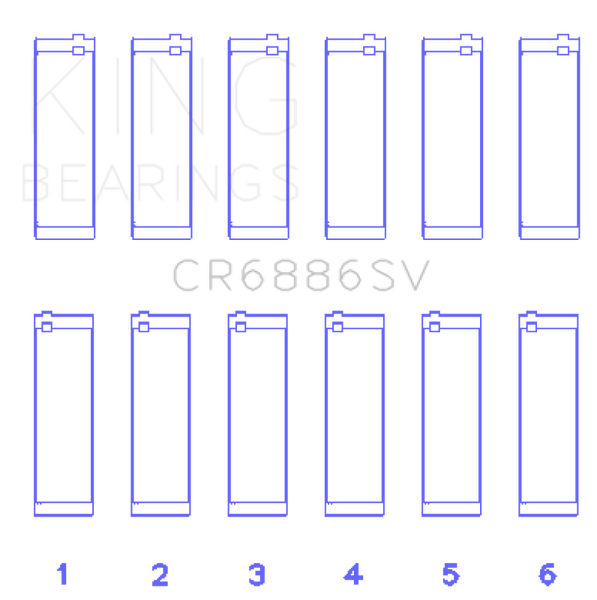 King Engine Bearings Mercedes Benz M 276 DE35 Sputter Replacement (Size +0.25mm) Conrod Bearing Set - CR6886SV0.25