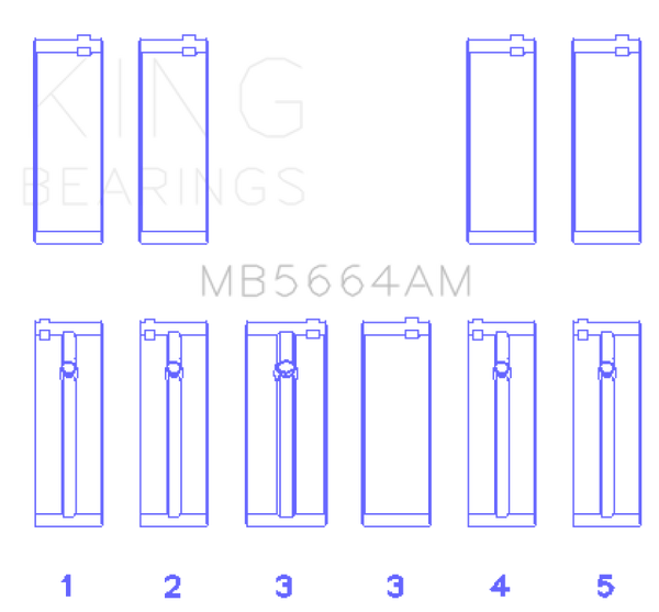 King Engine Bearings Nissan QR25DE DOHC 16 Valves Main Bearing Set - Size STD - MB5664AM
