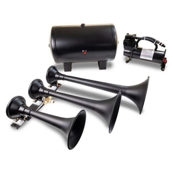 Kleinn Triple Black Horn Kit w/ 150 PSI Waterproof 5.0 gal Air Tank - HK9