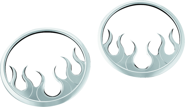 Kuryakyn Flame Speaker Grills For 14-Up Touring Models Chrome - 7374