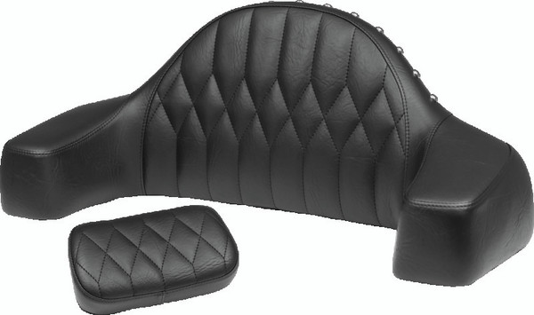 Mustang 08-24 HD FL Touring Double Diamond Squareback 1PC Seat - Black w/ Grey Stitching - 75299GM