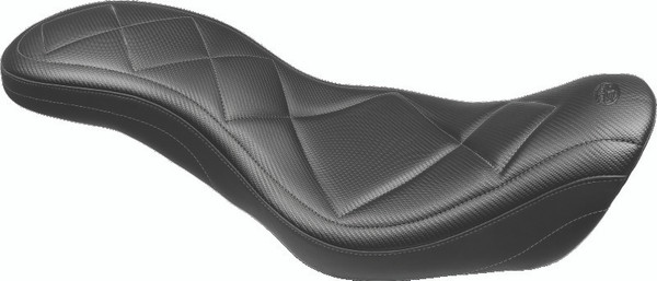 Mustang 14-17 Harley Fat Bob Super Tripper 1PC Seat Carbon - Black - 75987