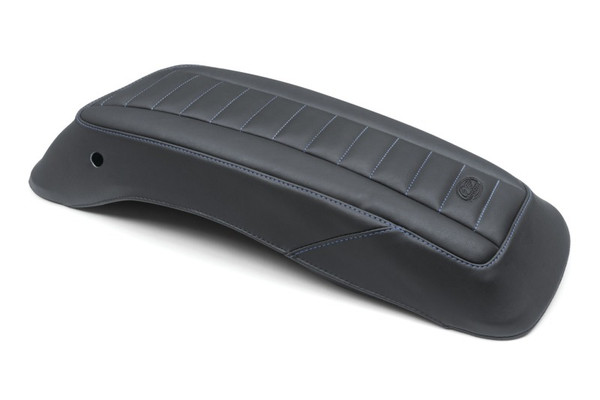 Mustang 14-23 HD FL Touring Saddlebag Lid Covers (Pair) Deluxe - Black w/ Blue Stitching - 77640SB