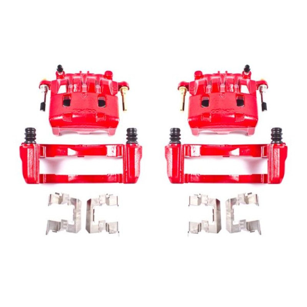 Power Stop 16-17 Subaru Crosstrek Front Red Calipers w/Brackets - Pair - S2682A