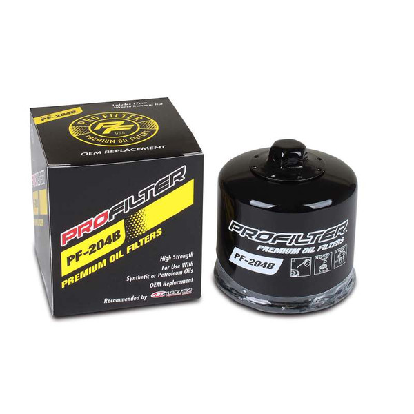 ProFilter Arctic Cat/Honda/Kaw/MV Agusta/Triumph/Yam Spin-On Black Various Performance Oil Filter - PF-204B
