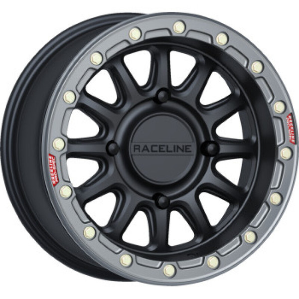 Raceline A14BG Alpha 15x7in/4x137 BP/10mm Offset/110.18mm Bore- Black & Gunmetal Ring Beadlock Wheel - A14BG-57037+10