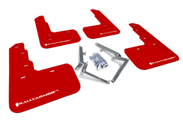 Rally Armor 17-22 Honda Civic Type R Red UR Mud Flap w/White Logo - MF47-UR-RD/WH
