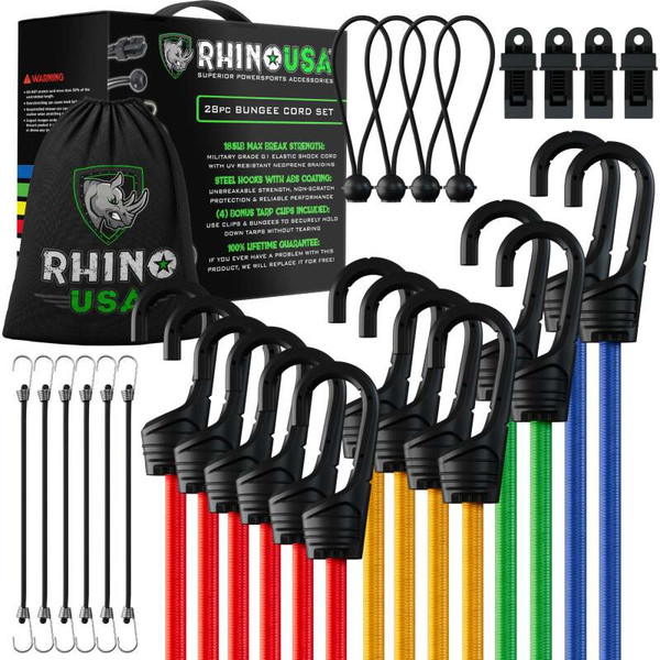 Rhino USA 28Pc Bungee Cord Assortment - RHINO-28-BNGE