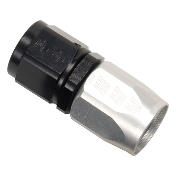 Russell Performance -10 AN Black/Silver Straight Full Flow Hose End - 610043