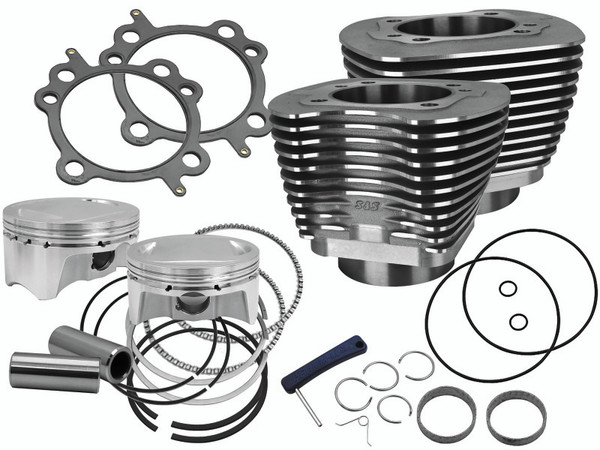 S&S Cycle 07-17 BT Models 110in Sidewinder Big Bore Kit - Wrinkle Black - 910-0651