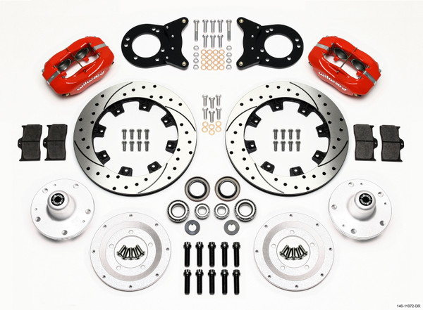 Wilwood Forged Dynalite Front Kit 12.19in Drill Red 1965-1969 Mustang Disc & Drum Spindle - 140-11072-DR
