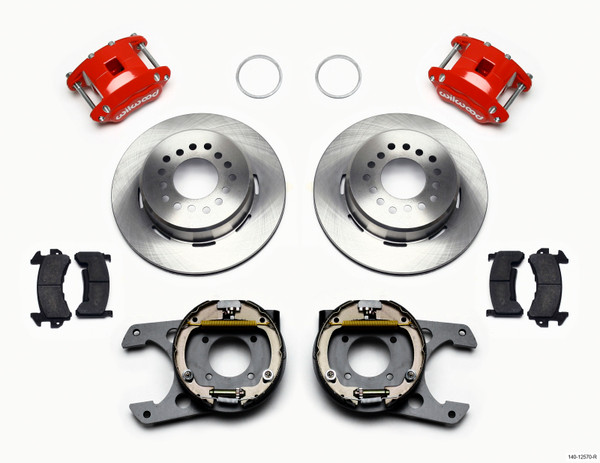 Wilwood D154 P/S Park Brake Kit Red 12 Bolt 2.75in offset Staggered Shock - 140-12570-R