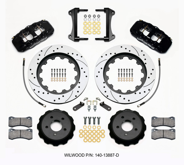 Wilwood AERO6 Front Hat Kit 15.00 Drilled 15-23 Mustang w/Lines - 140-13887-D