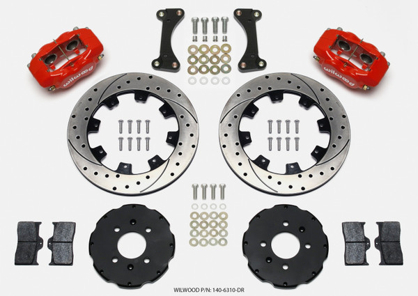 Wilwood Forged Dynalite Front Hat Kit 12.19in Drilled Red 90-99 Civic w/240 mm Disc - 140-6310-DR
