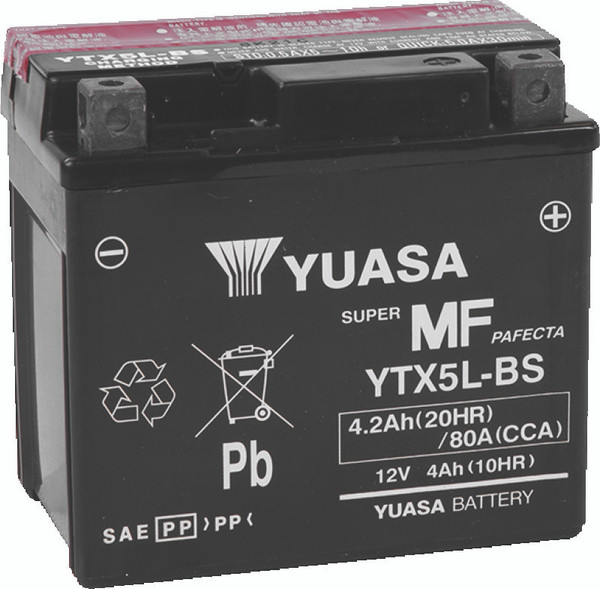 Yuasa YTX5L-BS Maintenance Free AGM 12-Volt Battery w/Bottle - YUAM32X5B