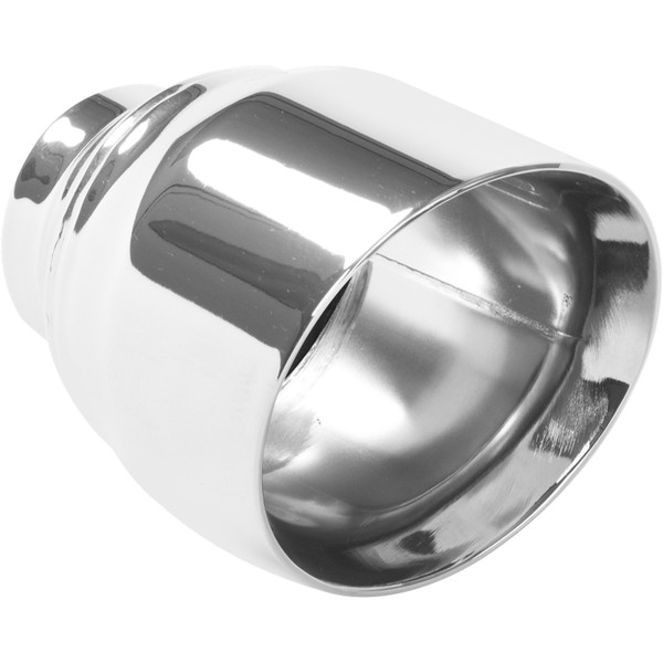 MagnaFlow Tip Stainless Double Wall Round Single Outlet Polished 4.5in DIA 2.5in Inlet 5.75in Length - 35224