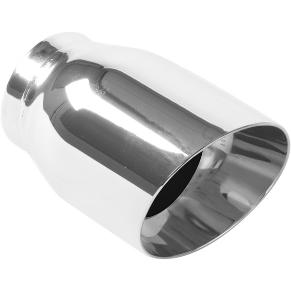 MagnaFlow Tip Stainless Double Wall Round Single Outlet Polished 3.5in DIA 2.5in Inlet 5.5in Length - 35225