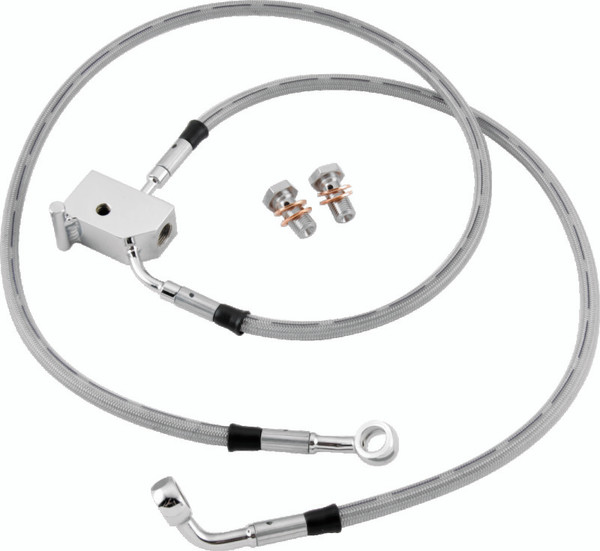 Twin Power 00-05 FXST 00-06 FLST Models Stainless Steel Dot Brake Line Kit Rear Stock Length - 035869