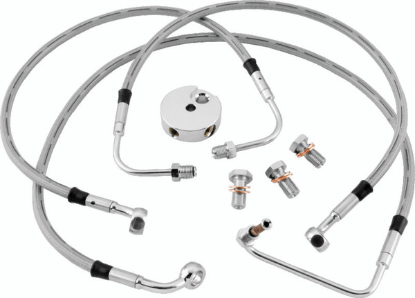 Twin Power 94-07 FLHR Models Stainless Steel Dot Brake Line Kit Front +10 Inch Length - 036958