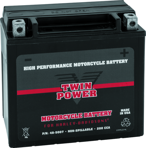 Twin Power YTX-14L High Performance Battery Replaces H-D 65958-04 Made in USA 200 CCA - 485007