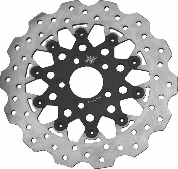 Twin Power 08-Up FLH FLT Rear 11.8 Scalloped Floating Rotor Black Mesh - 666846