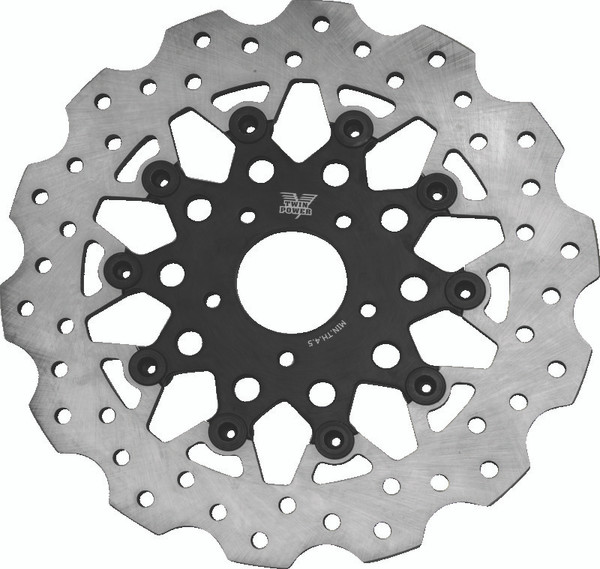Twin Power 08-13 FLH FLT 08-16 FLHR 06-17 Dyna Front 11.8 Scalloped Floating Rotor Black Mesh - 666847