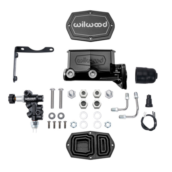Wilwood MOPAR Compact Tandem M/C Kit w/ P-Valve 1in Bore - Black - 261-17798-BK