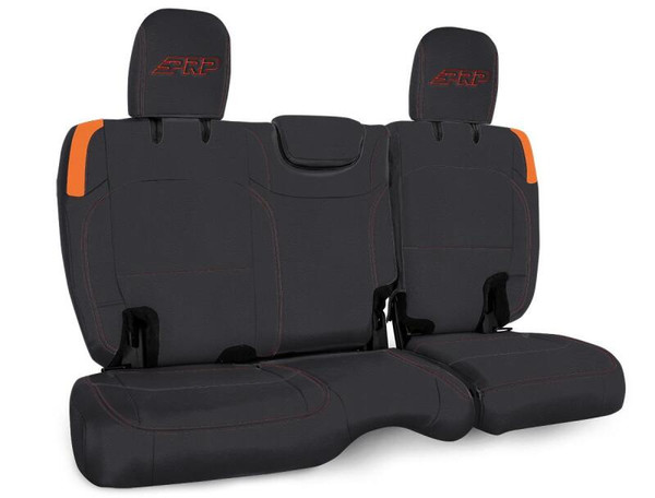 PRP Jeep Wrangler JL Rear Bench Covers - 2 door - Black/Orange - B041-07