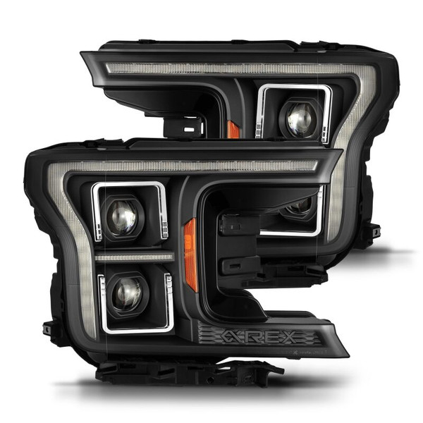 AlphaRex 18-21 Ford F150 PRO-Series Projector Headlights - Black w/DRL & Seq Signal - 880252