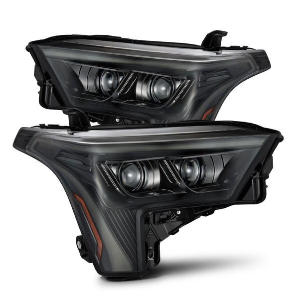 AlphaRex 22-23 Toyota Tundra LUXX-Series Headlights Alpha-Blk w/White DRL - Req 810029 OR 810030 - 880863