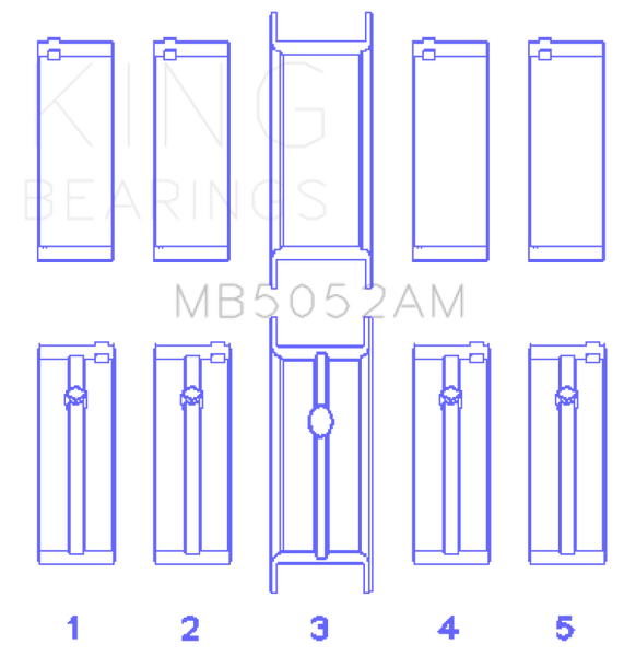King Engine Bearings Chrysler/Mitsubishi 122ci 2.0L (Size STD) Main Bearing Set - MB5052AM