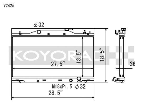 Koyo 02-06 Acura RSX Base/Type-S (MT) Radiator (Req. Non-OEM Rad. Cap) - V2425