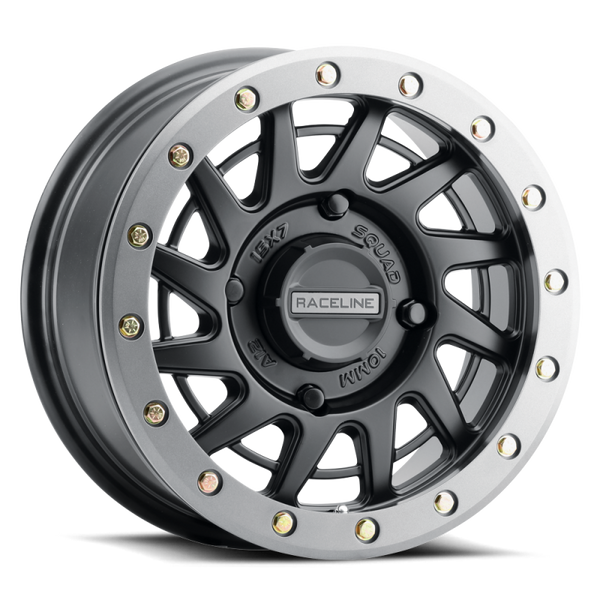 Raceline A12BG Squad 15x7in/4x156 BP/10mm Offset/132.5mm Bore - Black & Gunmetal Ring Beadlock Wheel - A12BG-57056+10