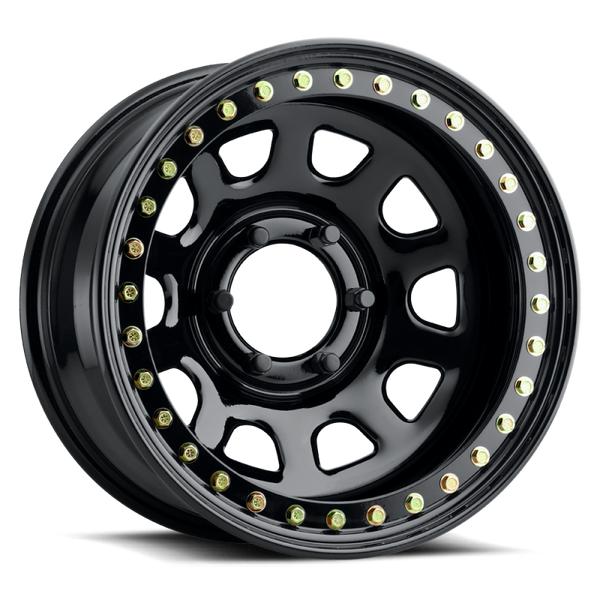Raceline RT51 Daytona Rock 17x9in/8x165.1 BP/-38mm Offset/130.81mm Bore - Gloss Black Beadlock Wheel - RT5179580