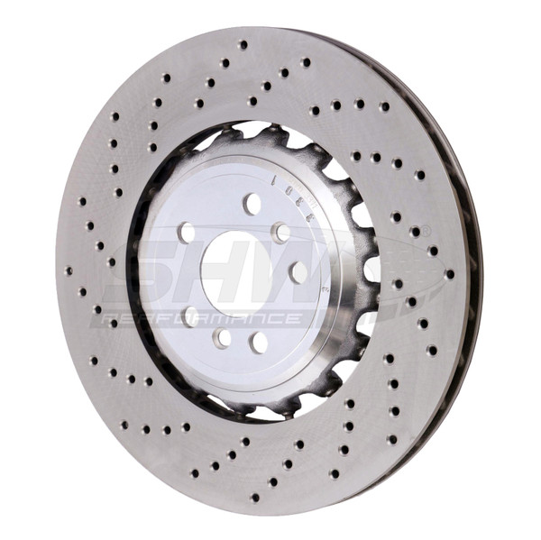 SHW 18-21 BMW M5 4.4L Left Rear Cross-Drilled Lightweight Brake Rotor (34217991103) - BRL42503