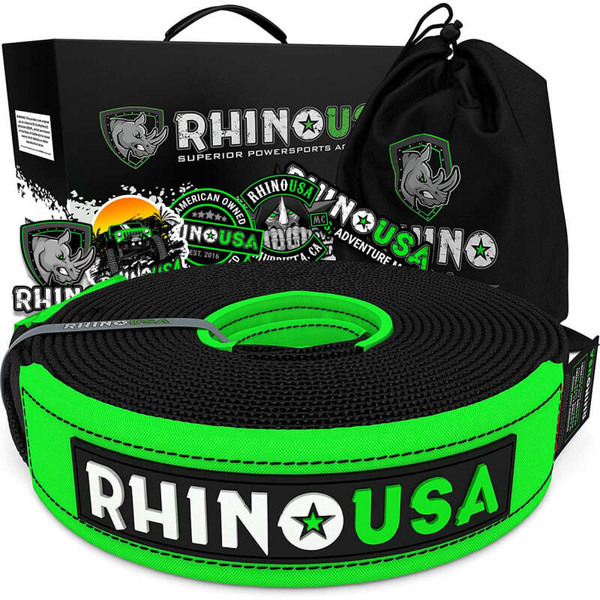 Rhino USA Recovery Tow Strap 2Inx20Ft (Black) - RNO-TOWSTRAP220