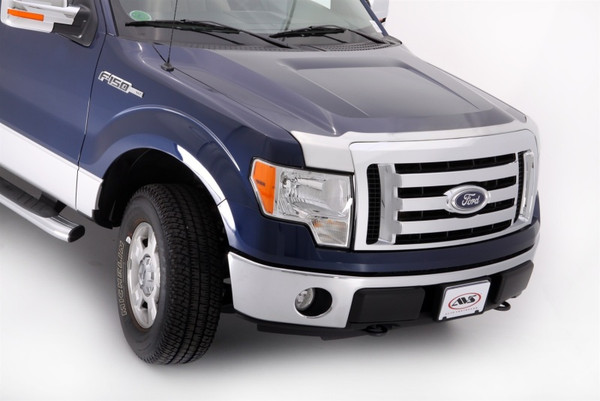AVS 09-14 Ford F-150 (Excl. Raptor) Aeroskin Low Profile Hood Shield - Chrome - 622001