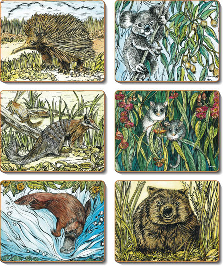 Animal Woodcut Coasters