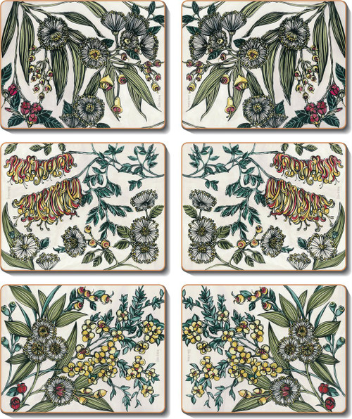 Retro Native Floral Placemats Cinnamon Table