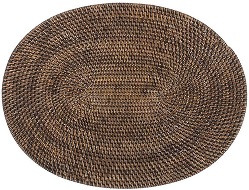 Oval Rattan Mat Oval Dark Brown Rattan Placemat - Cinnamon Table