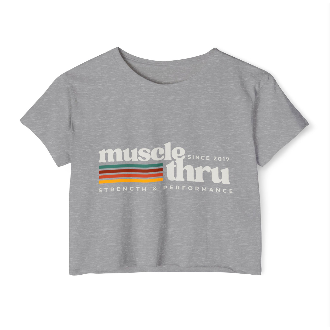 Muscle Thru Women's Festival Crop Top - Retro (wht)