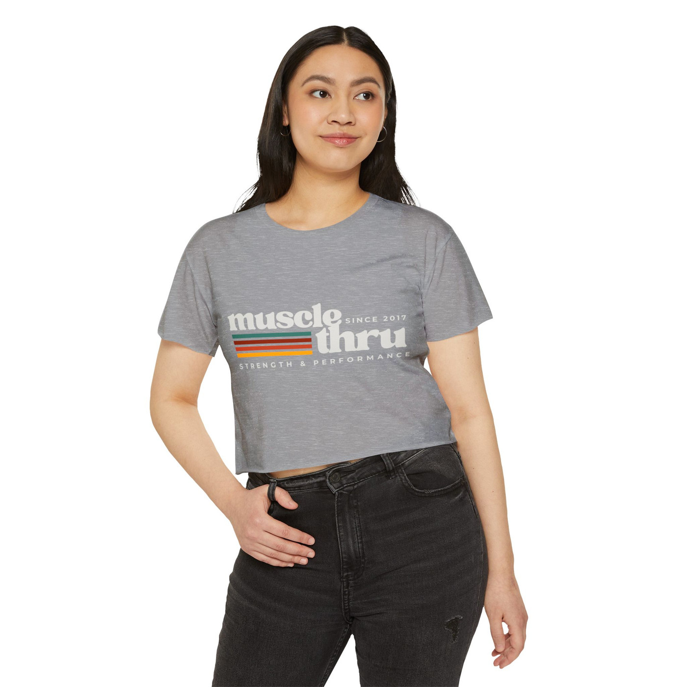 Muscle Thru Women's Festival Crop Top - Retro (wht)