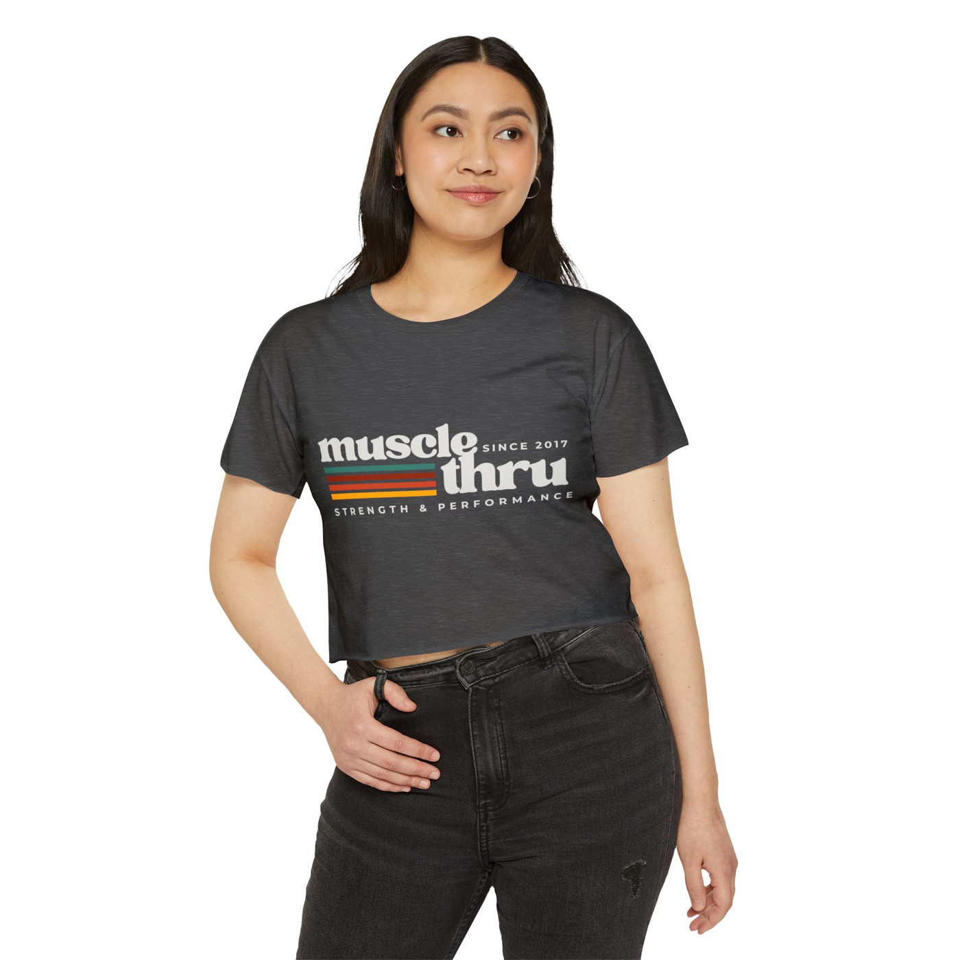 Muscle Thru Women's Festival Crop Top - Retro (wht)
